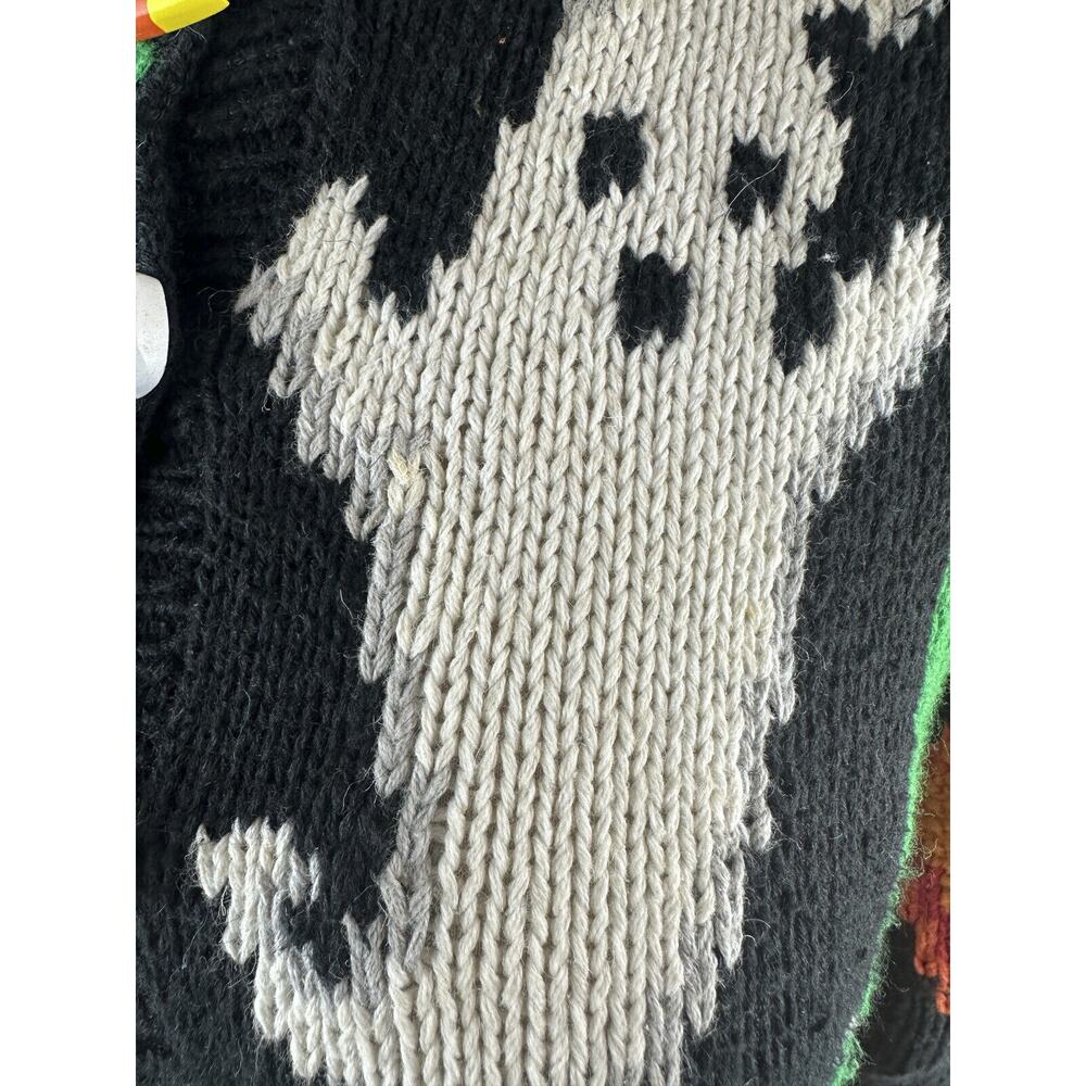 *Flawed The Eagles Eye Halloween Cardigan Sweater Hand Knit Candy Corn Buttons S - Picture 11 of 15